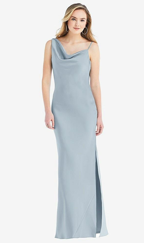 asymmetrical one-shoulder cowl maxi slip dress