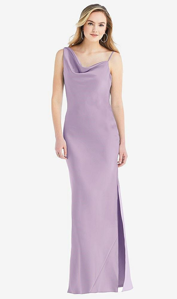 asymmetrical one-shoulder cowl maxi slip dress