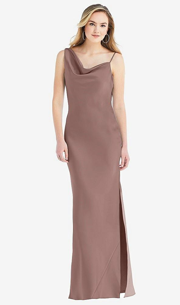 asymmetrical one-shoulder cowl maxi slip dress