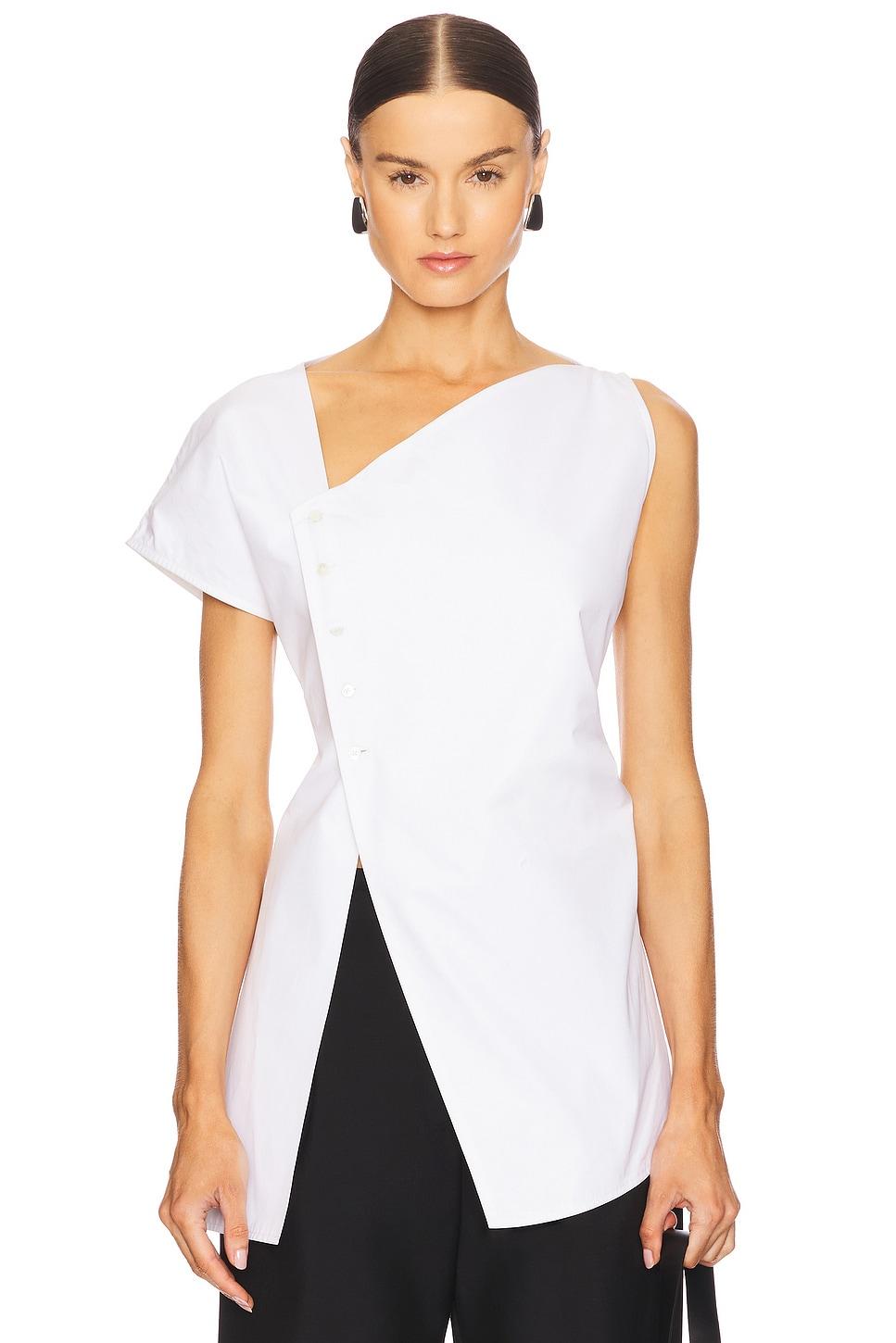 asymmetrical poplin top
