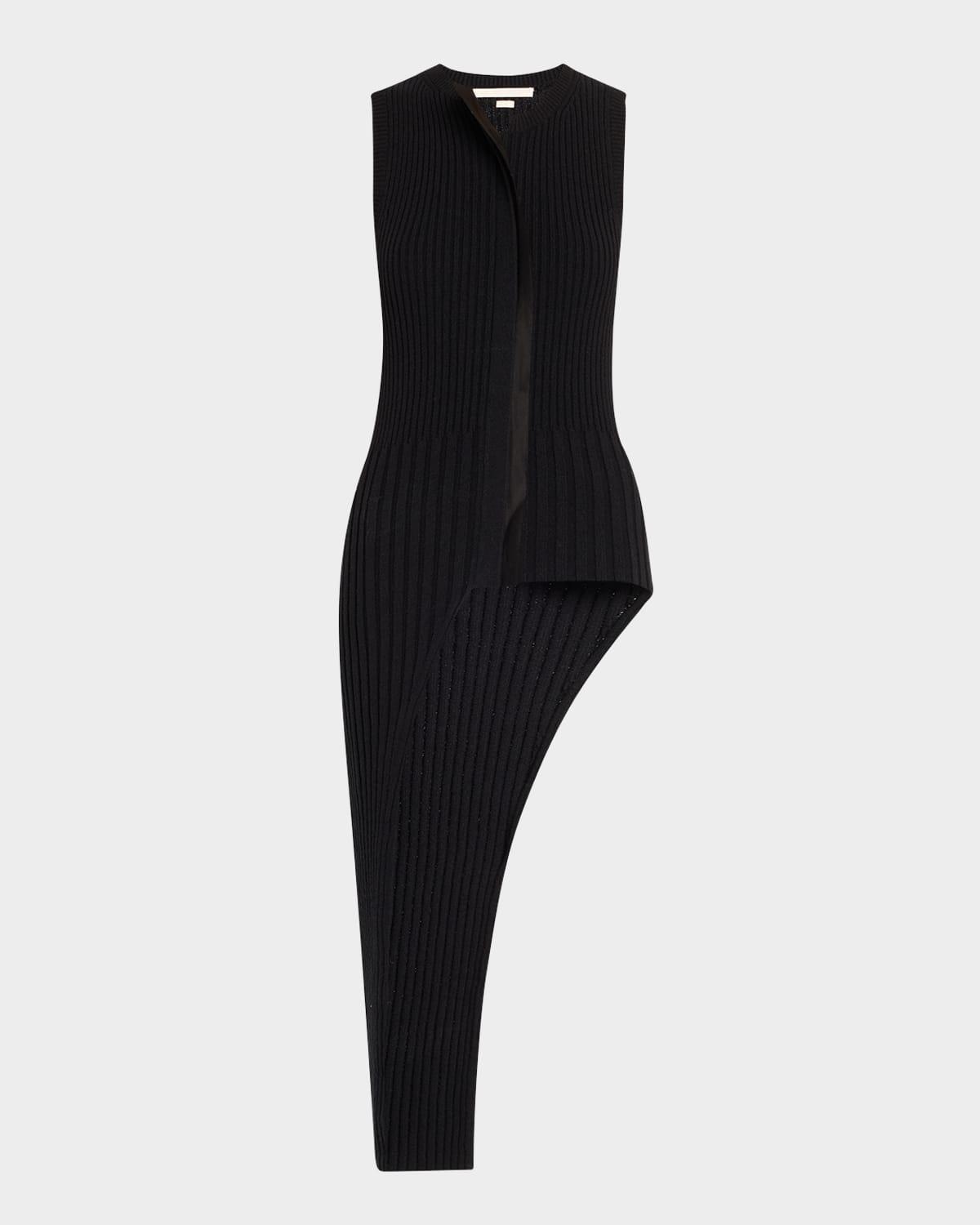 asymmetrical rib-knit sweater vest