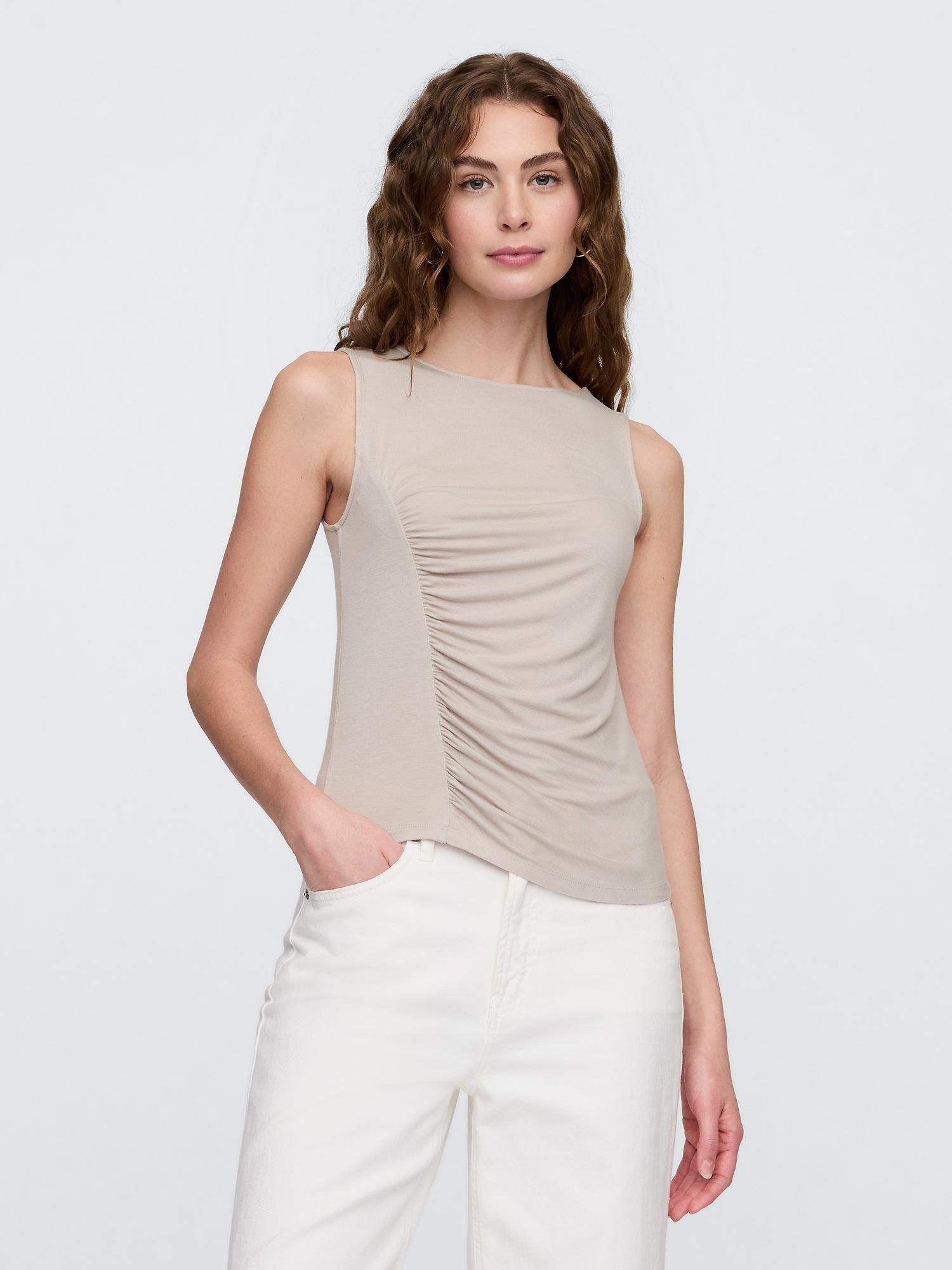 asymmetrical ruched tank top