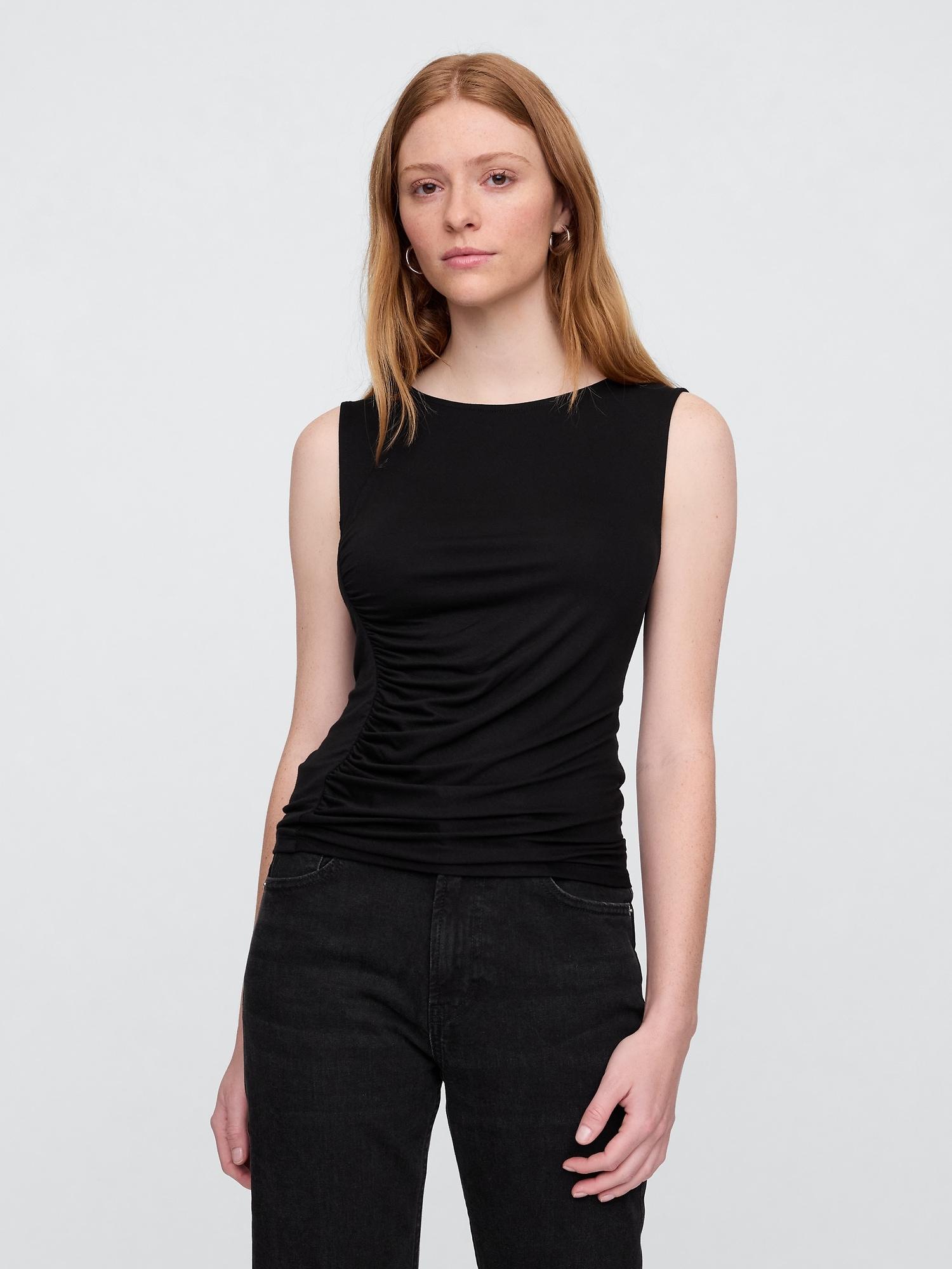 asymmetrical ruched tank top