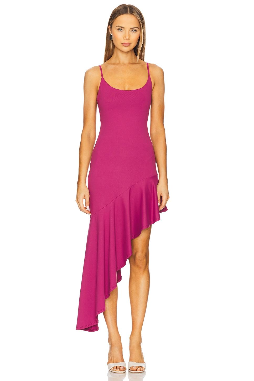 asymmetrical ruffled string dress