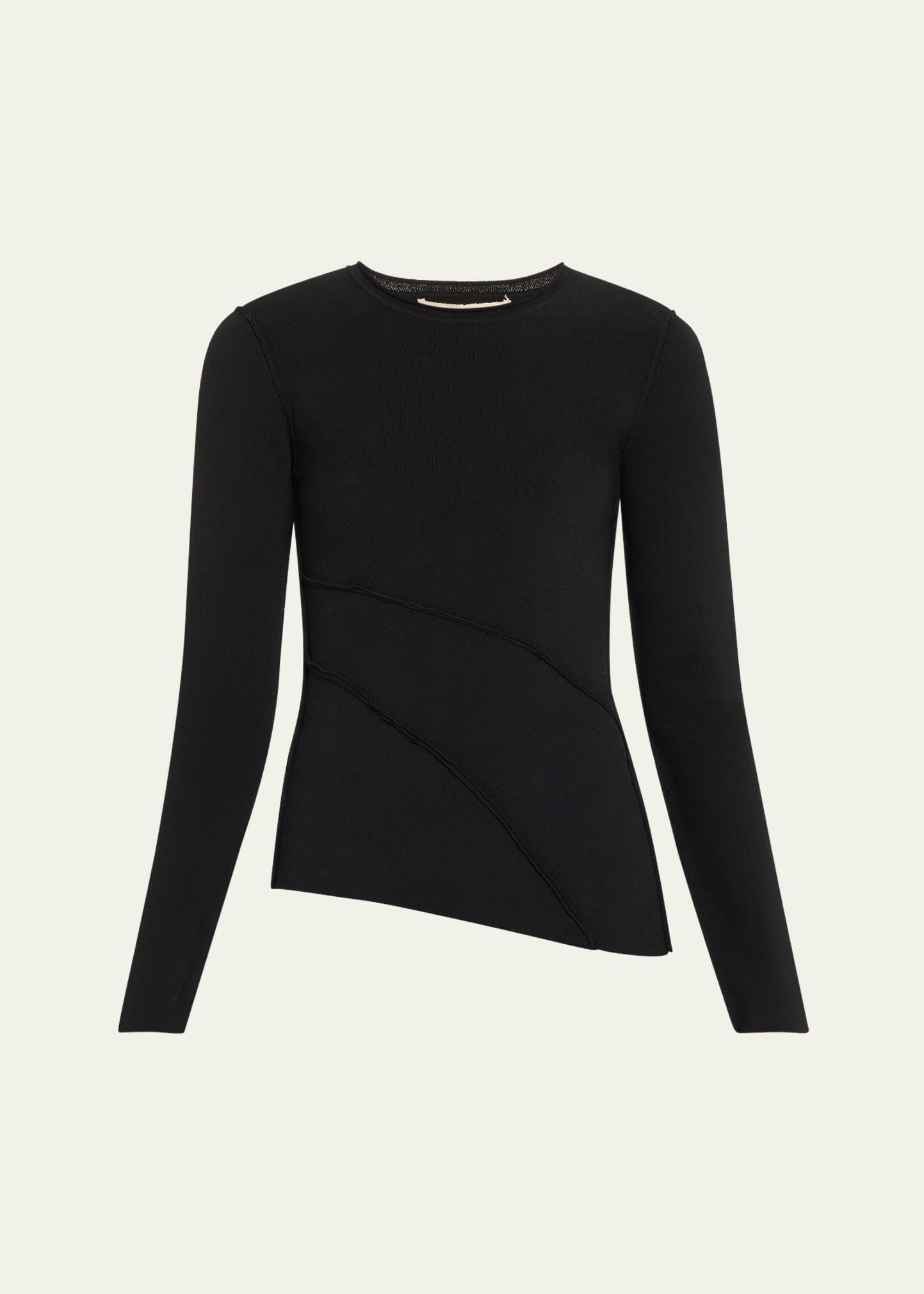 asymmetrical seamed long-sleeve sweater