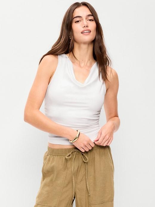 asymmetrical side-cinch tank top