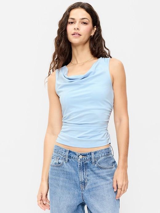 asymmetrical side-cinch tank top