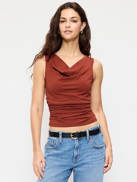 asymmetrical side-cinch tank top