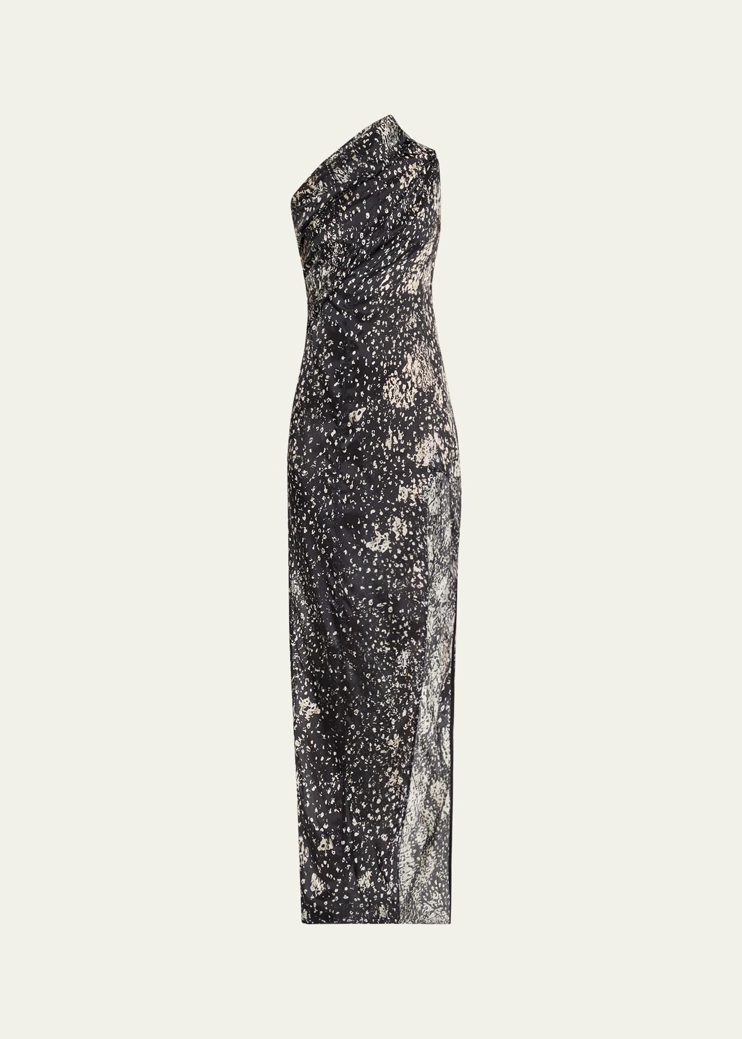 athena one-shoulder printed arrowhead dress