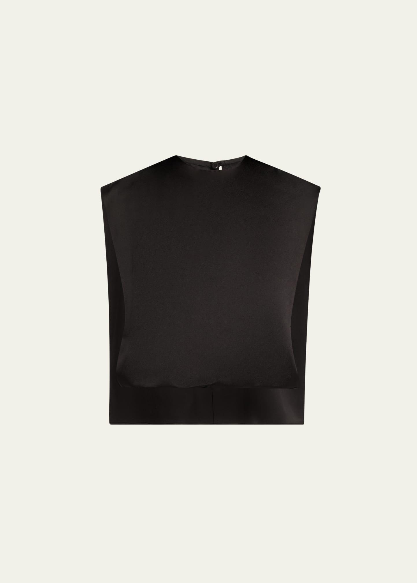 athena satin sleeveless cape top