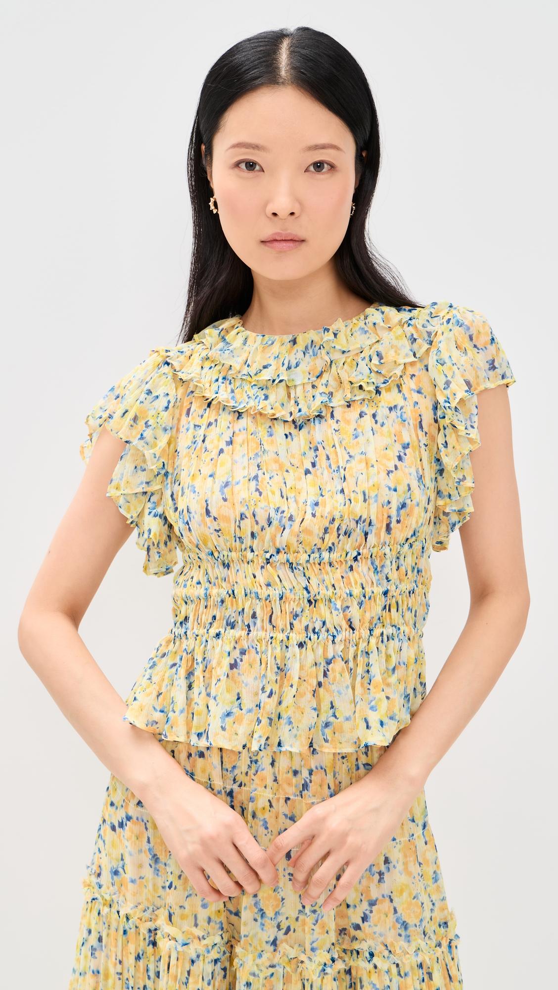 athene short sleeve silk top