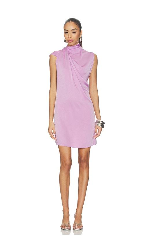atlein draped neckline sleeveless dress in purple.