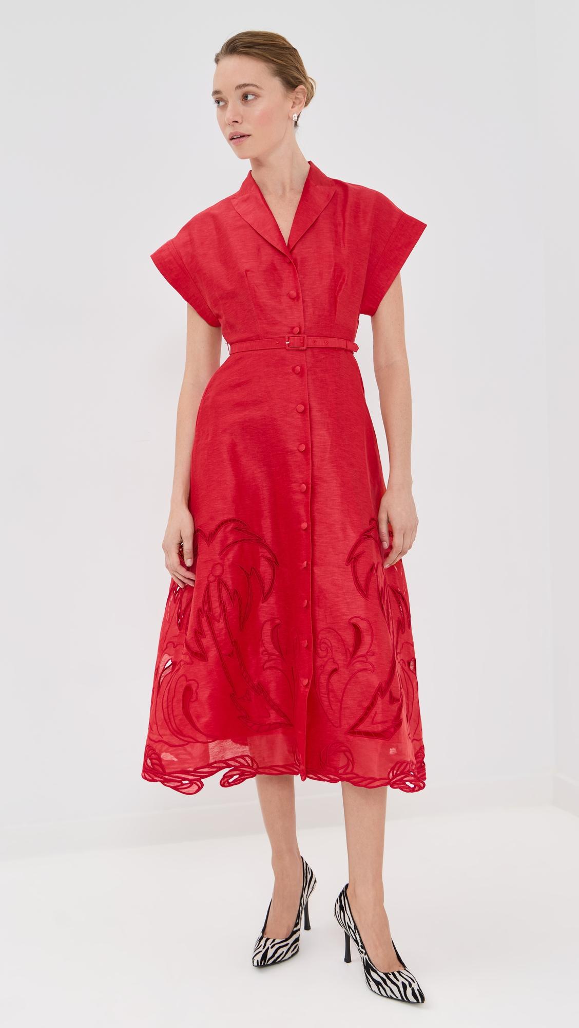 aubrey applique shirt midi dress