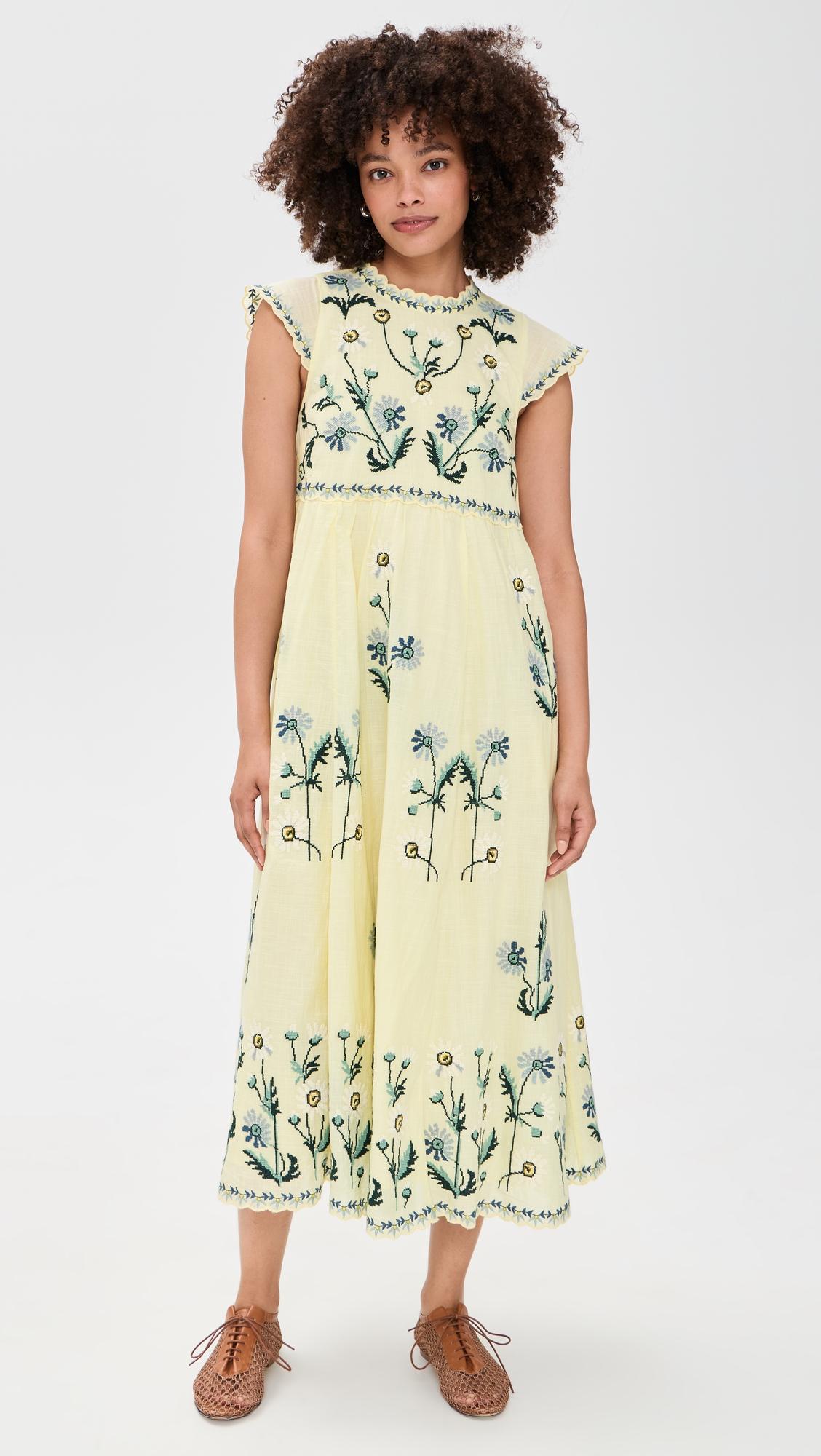 audra embroidered midi dress