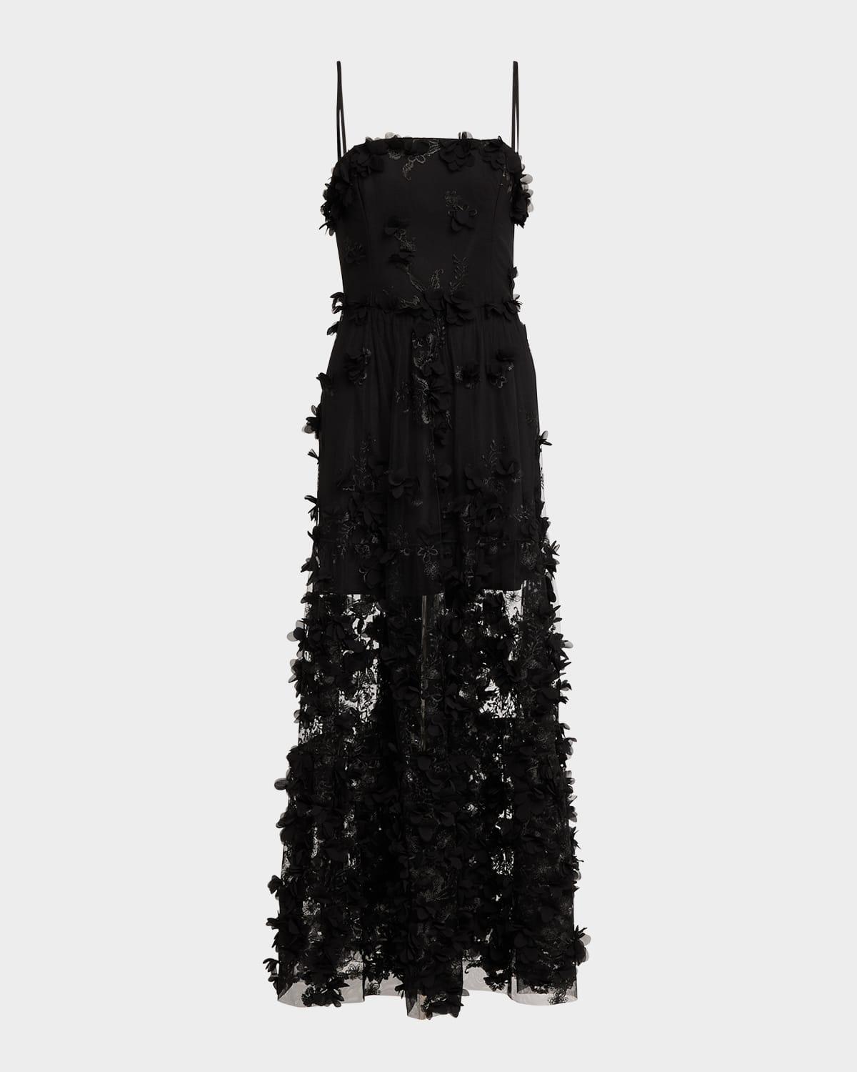 audrey embroidered floral applique midi dress