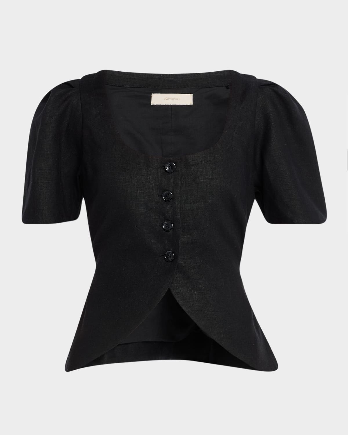 audrey fitted linen top