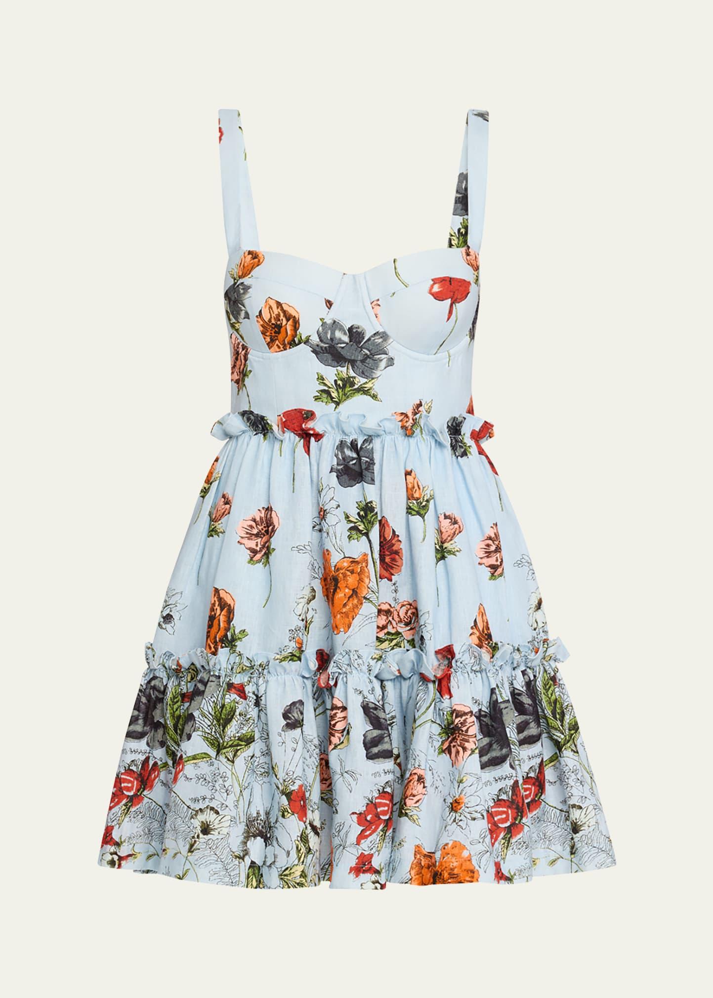 audrey floral-print poplin fit & flare mini dress