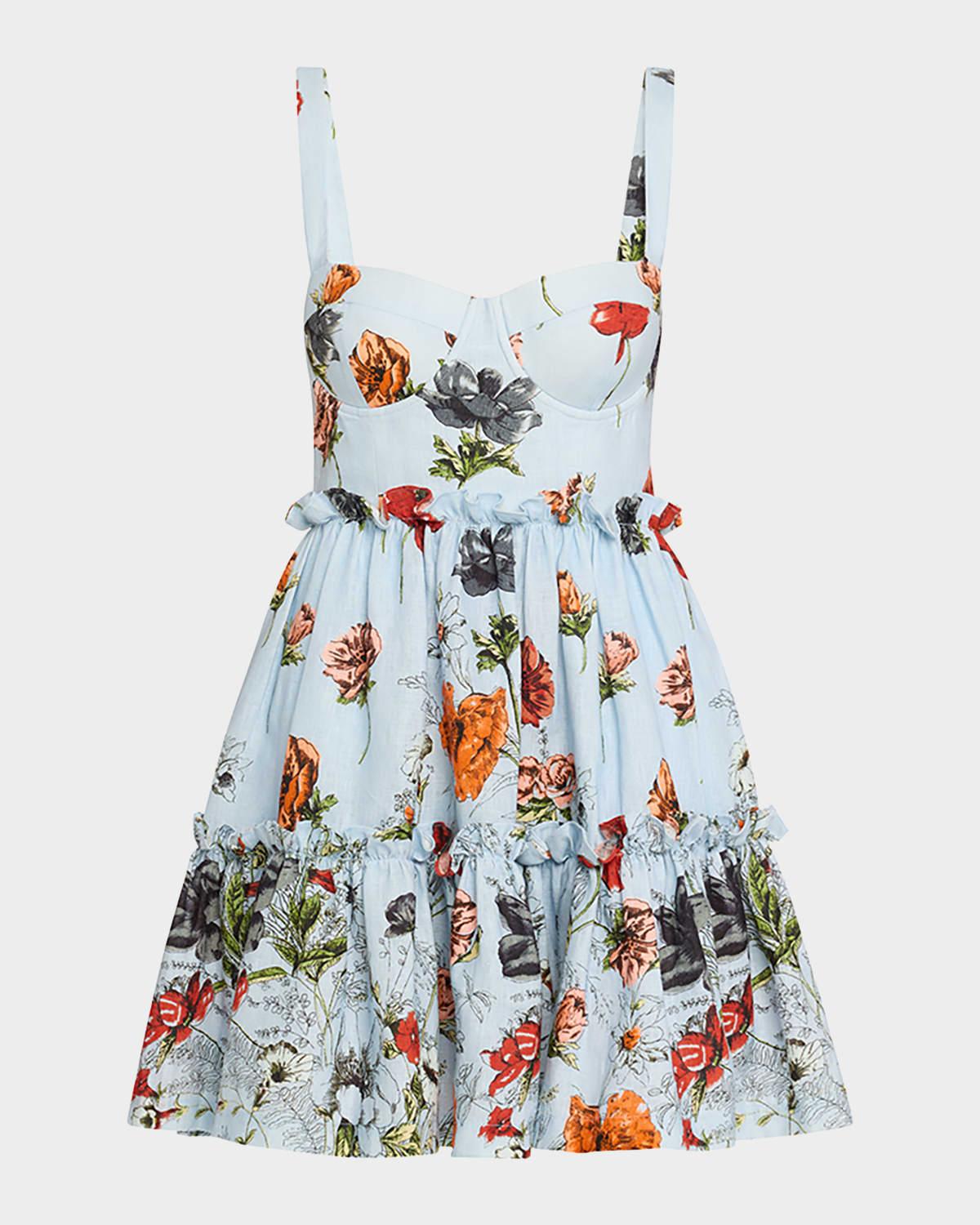 audrey floral-print poplin fit & flare mini dress