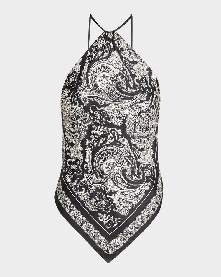 audrey paisley-print silk scarf cami top