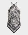 audrey paisley-print silk scarf cami top