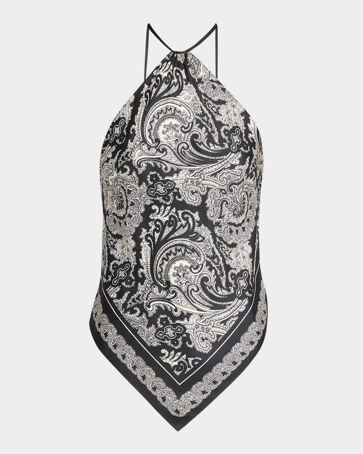 audrey paisley-print silk scarf cami top