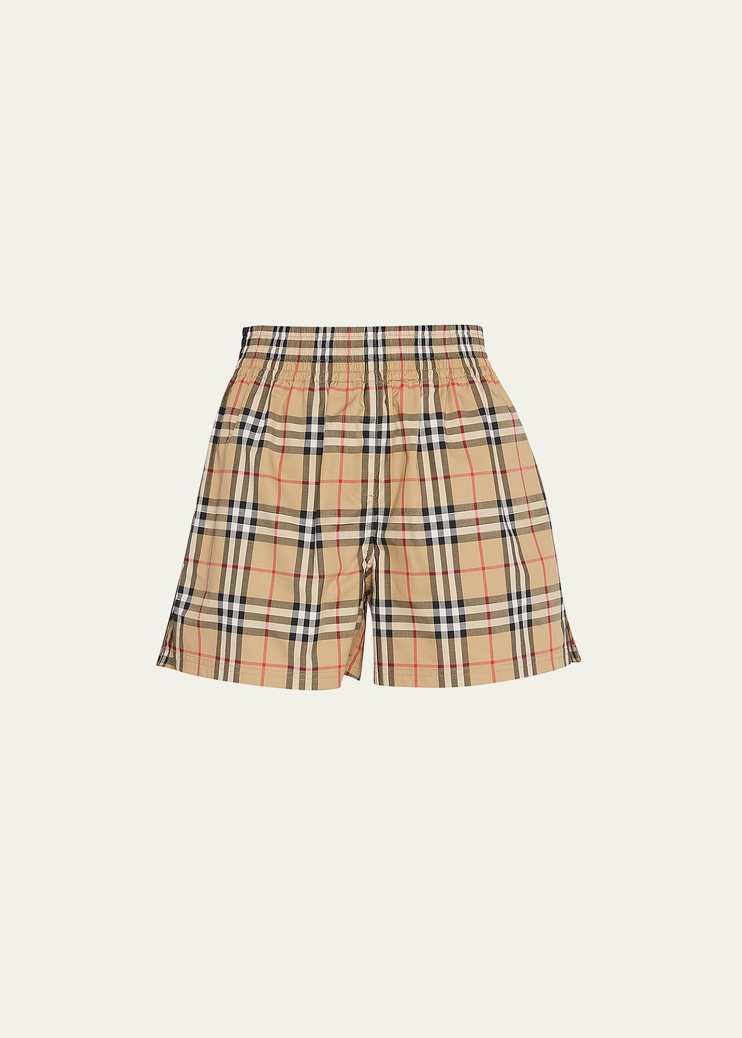 audrey side-stripes check shorts