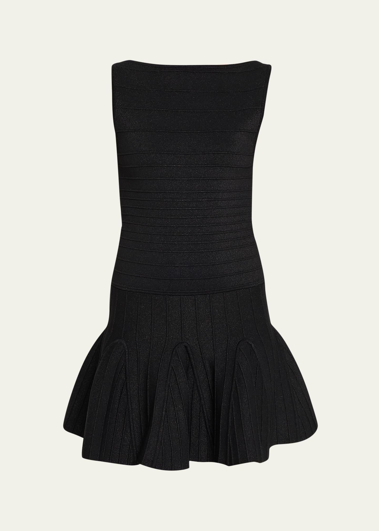 audrina metallic knit godet-skirt sleeveless mini dress