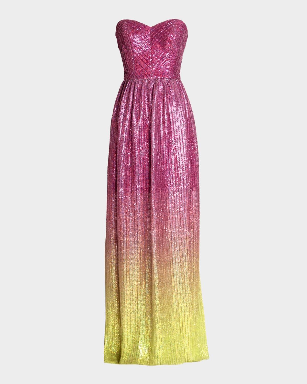 audrina strapless sequin ombre gown