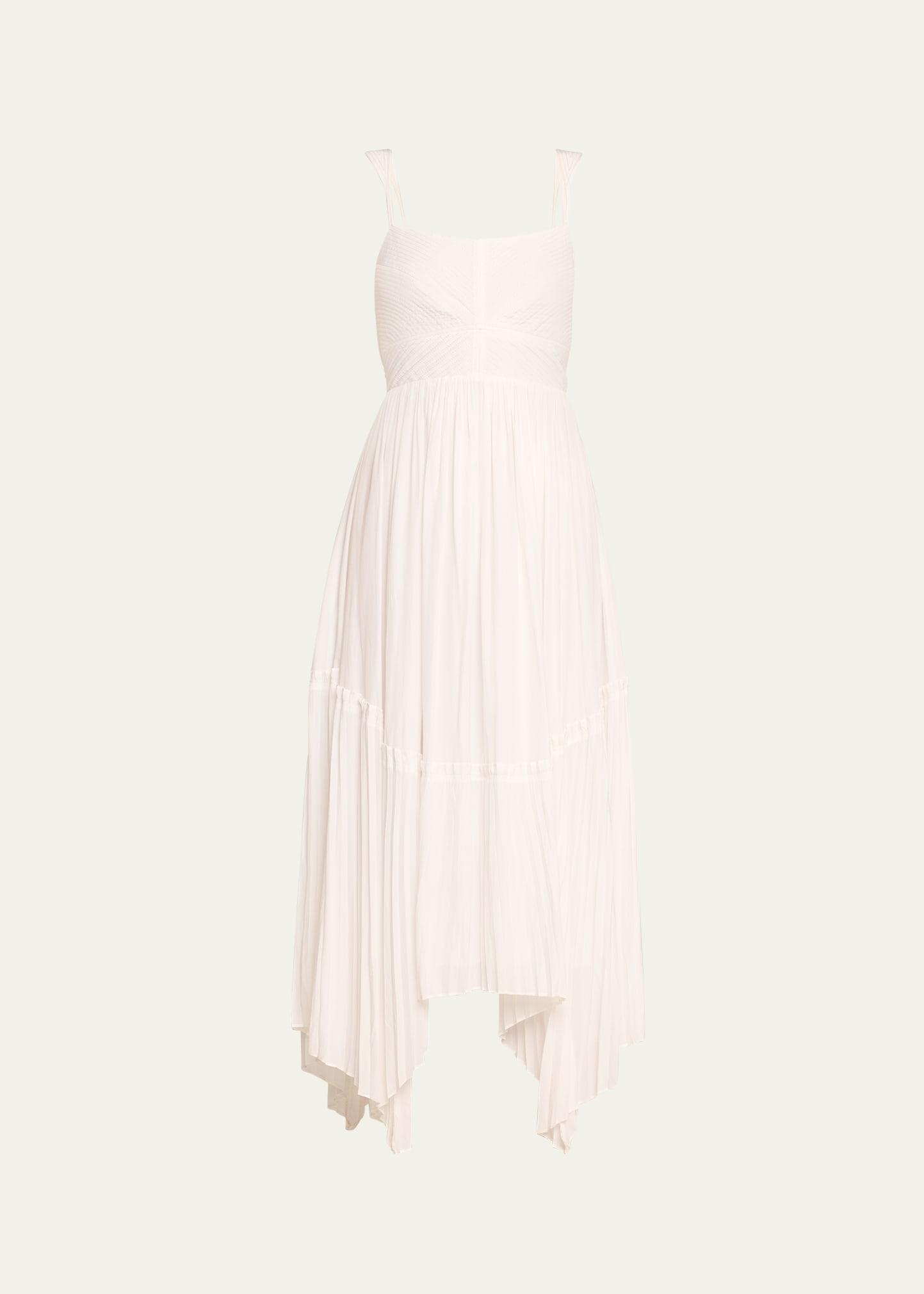 august pleated handkerchief dress