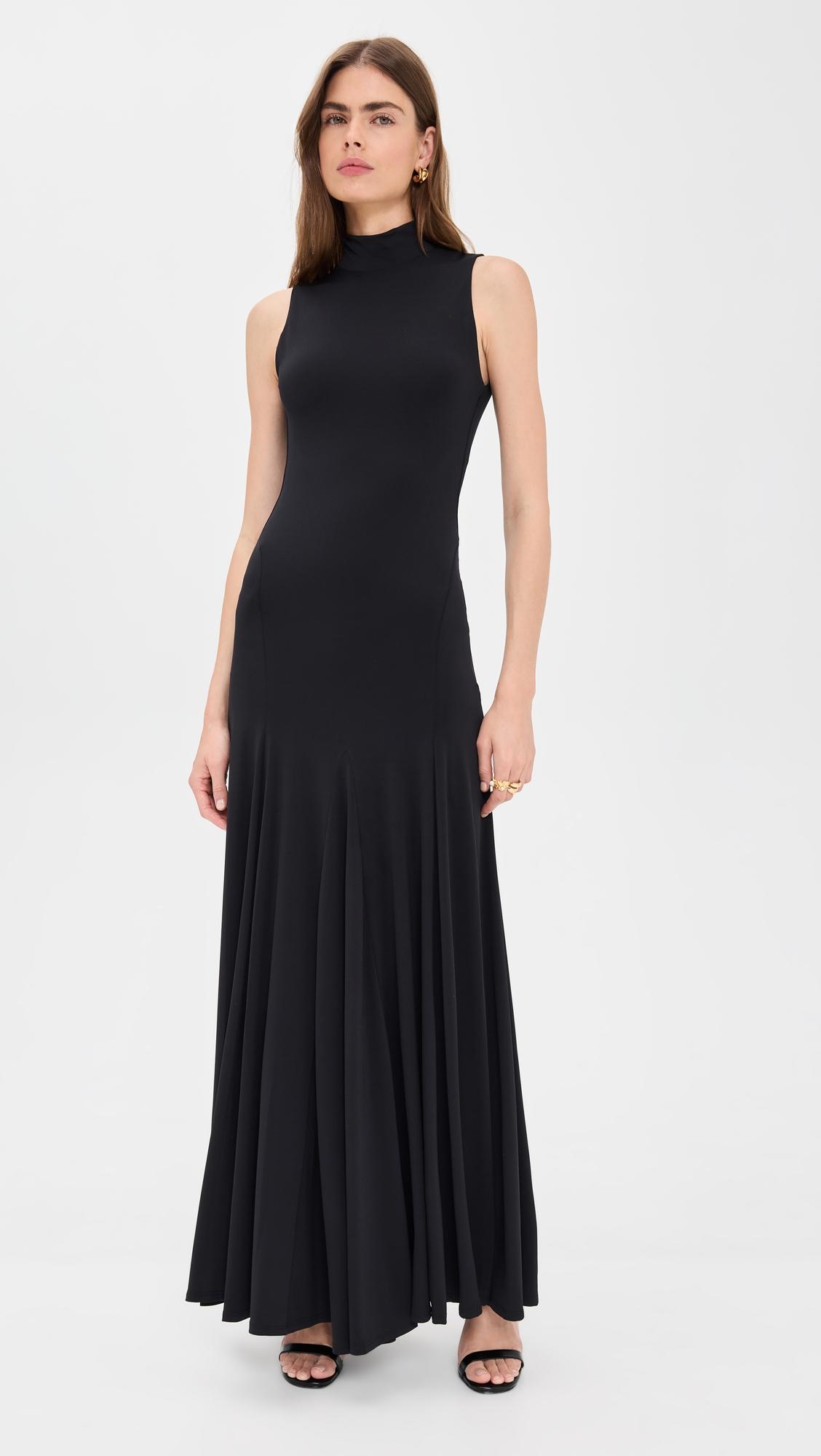 augusta open back sleeveless turtleneck maxi dress