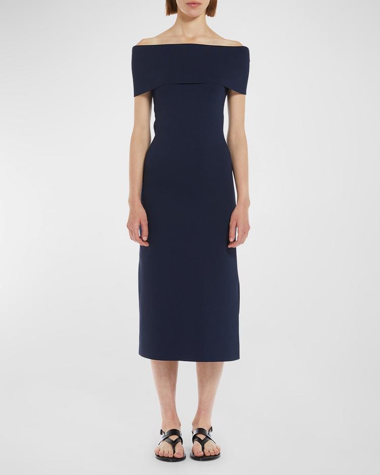 aulla off-shoulder knit midi dress