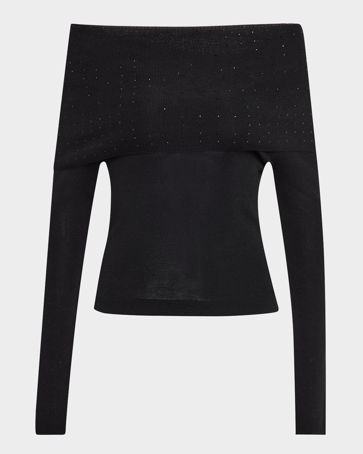 aura embellished off-the-shoulder sweater
