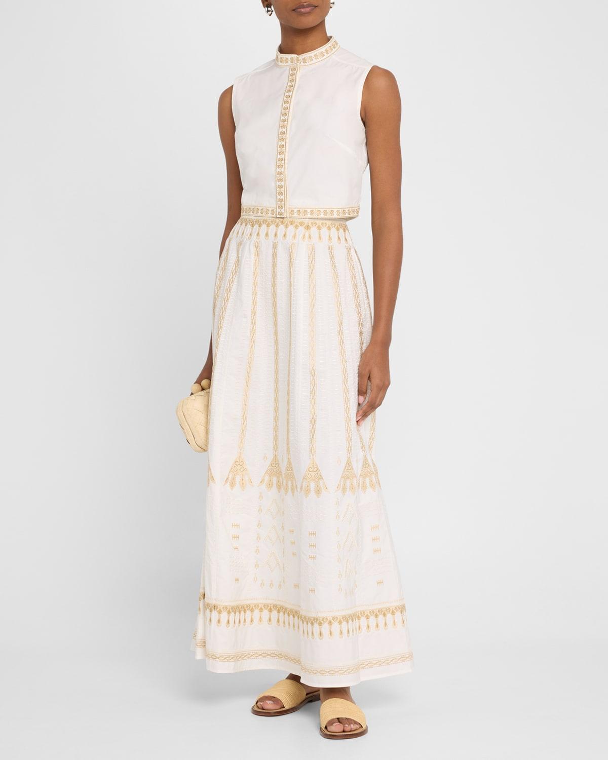 aura embroidered sleeveless crop top