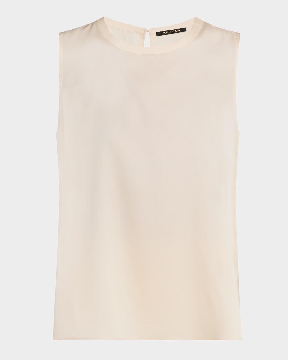 aura sleeveless silk-blend blouse