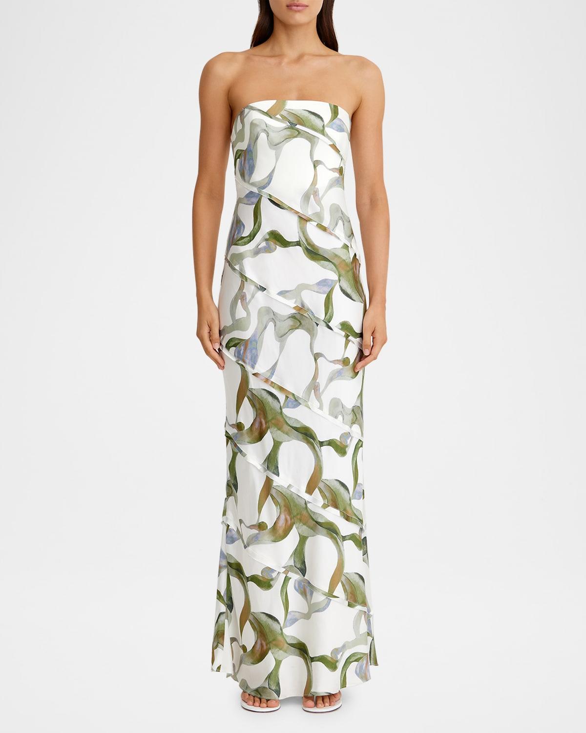 aurelia strapless tiered-seams maxi dress