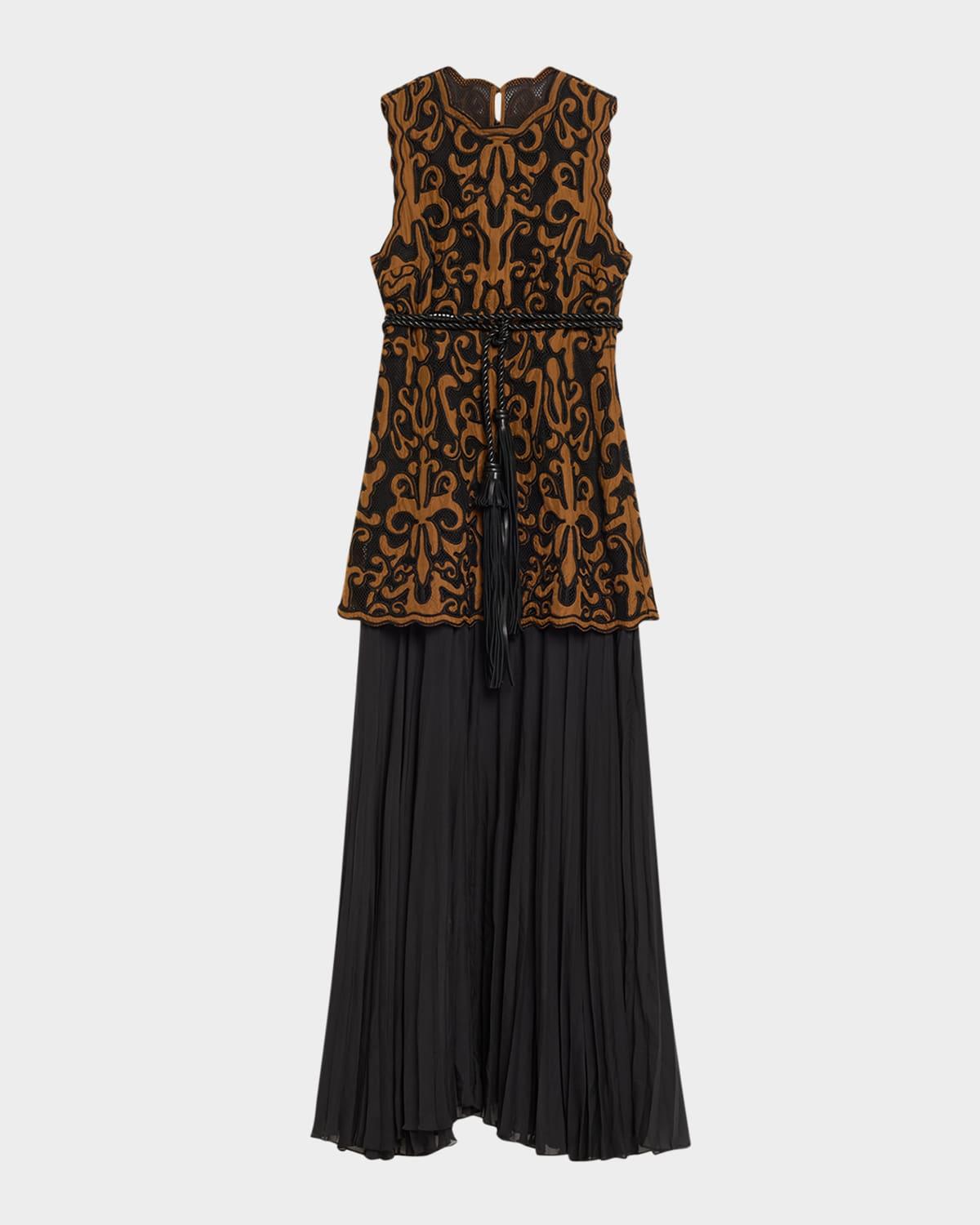 auryn appliqué sleeveless midi dress