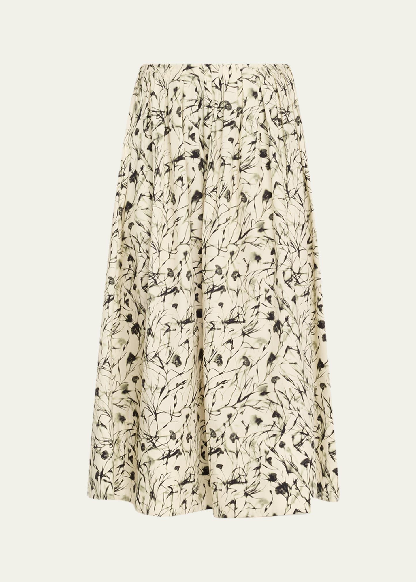 austin printed poplin midi skirt