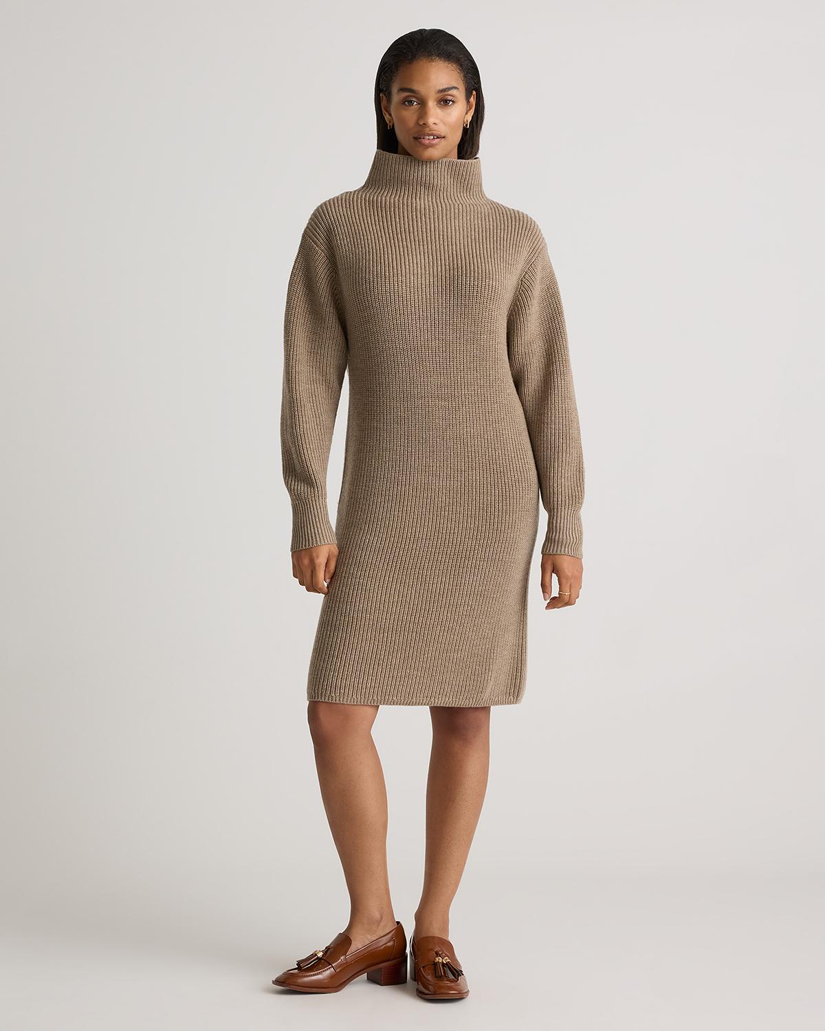 australian merino wool relaxed turtleneck sweater dress
