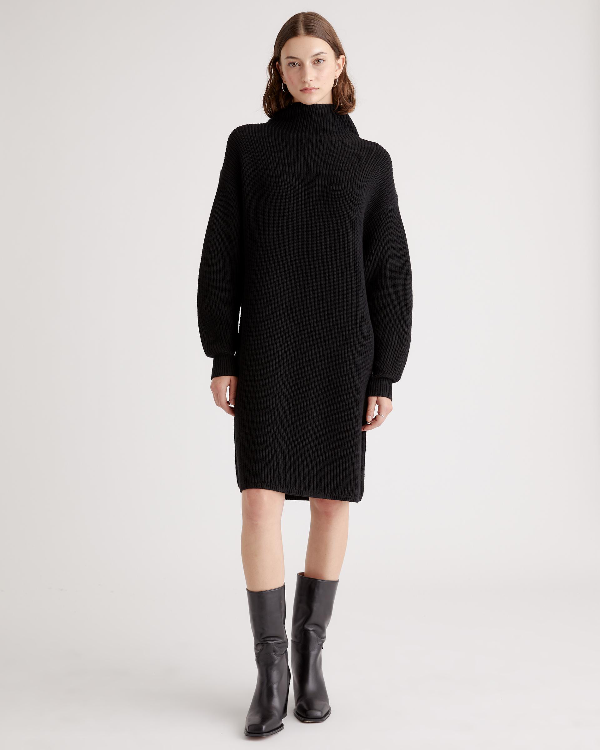australian merino wool relaxed turtleneck sweater dress