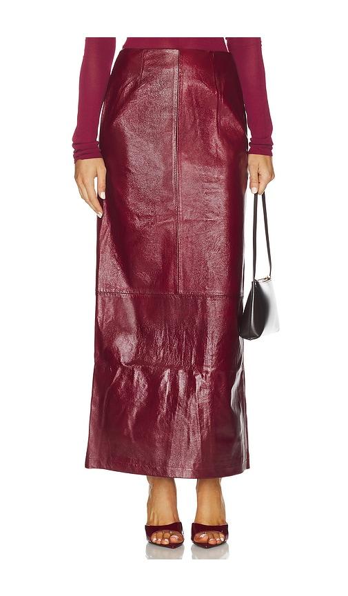 auteur studio sage skirt in burgundy.