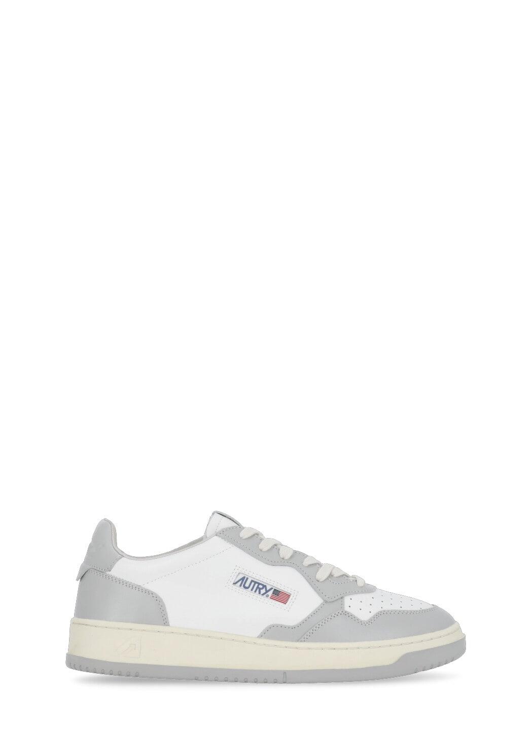 autry grey and white two-tone leather medalist low sneakers