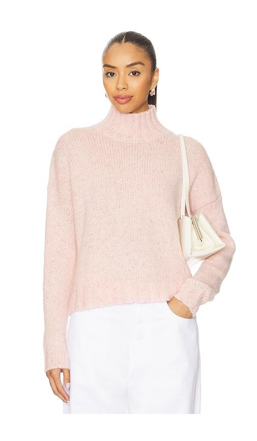 autumn cashmere boxy chunky mock sweater in pink.