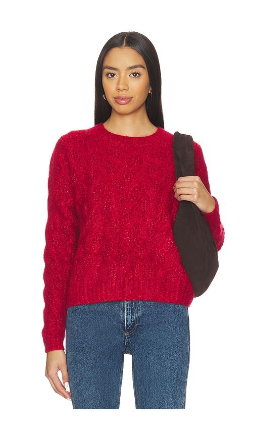 autumn cashmere cable crew sweater in red.
