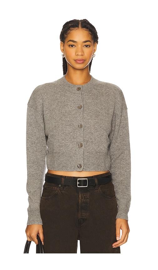 autumn cashmere cropped cardigan in grey.