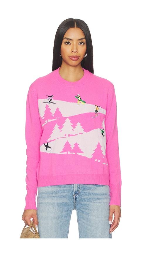 autumn cashmere snowscape sweater in pink.