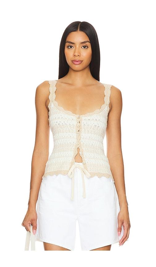 autumn cashmere textured scalloped tank in tan.