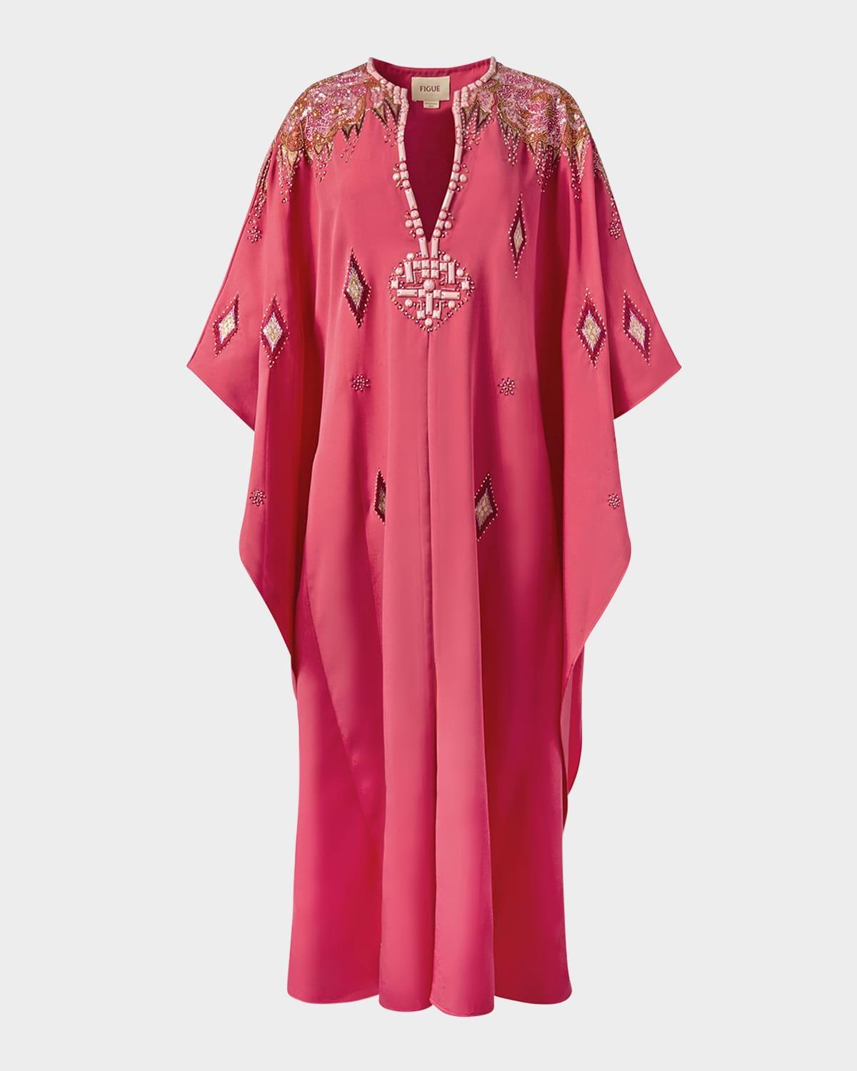 autumn embellished maxi kaftan dress