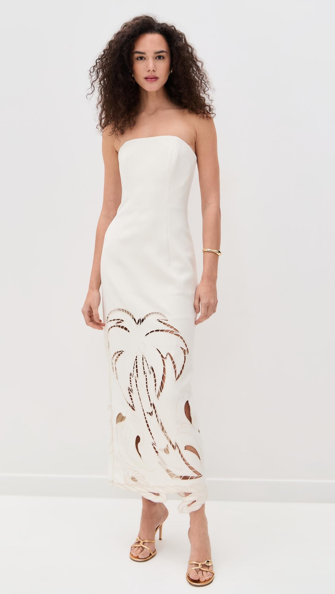 ava applique bustier maxi dress