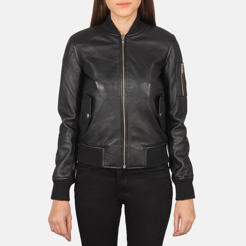ava ma-1 black leather bomber jacket