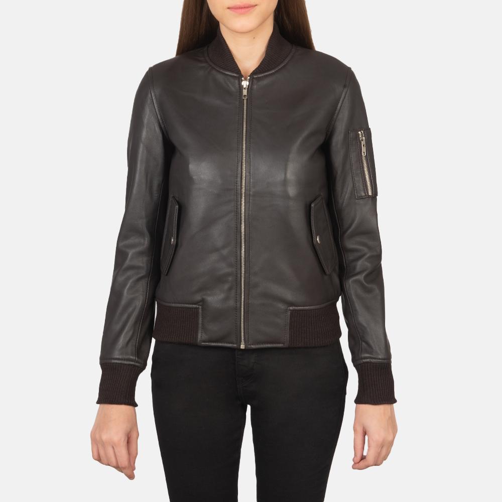 ava ma-1 brown leather bomber jacket